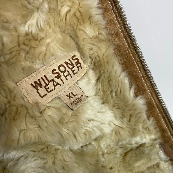 Wilsons Leather Suede Faux Shearling Fur Moto Jacket Boho Penny Lane Womens XL - Picture 12 of 17